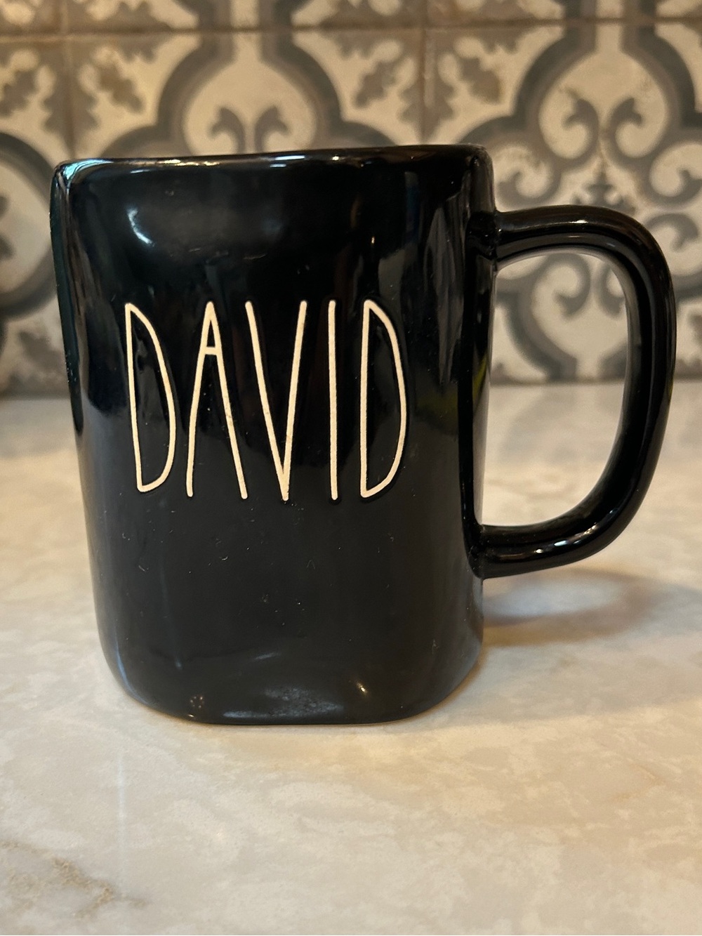RAE DUNN- “David “Black Ceramic Coffee Mug- EUC
